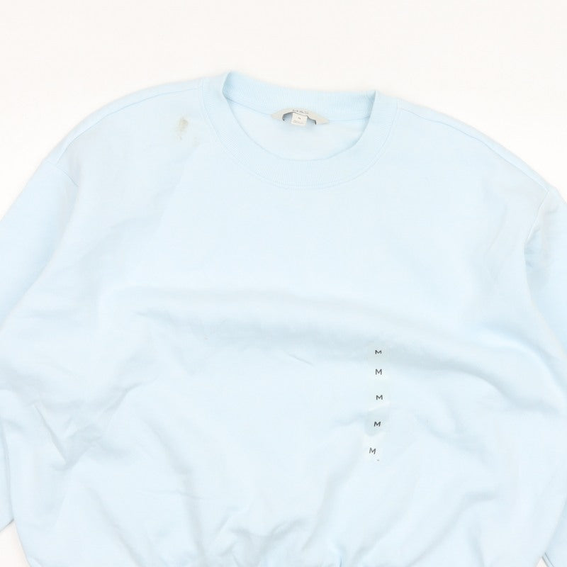 Marks & Spencer Women Blue M Crew Neck Pullover Sweatshirt Cotton