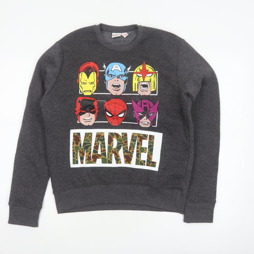 Marvel Comics Men Grey M Pullover Sweatshirt Hero Graphic Print