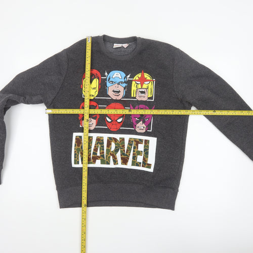 Marvel Comics Men Grey M Pullover Sweatshirt Hero Graphic Print