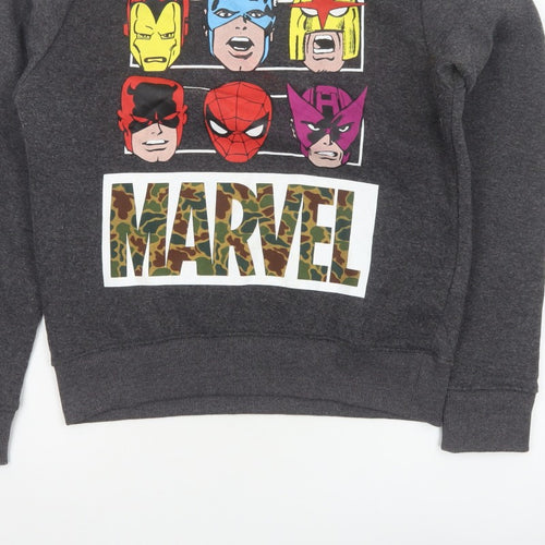 Marvel Comics Men Grey M Pullover Sweatshirt Hero Graphic Print