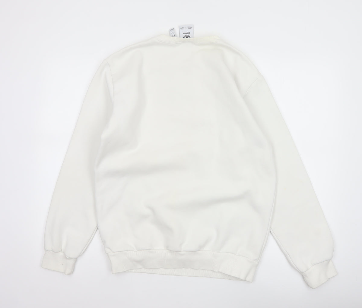 adidas Men Ivory S Pullover Crew Neck Logo Cotton Blend Sweatshirt