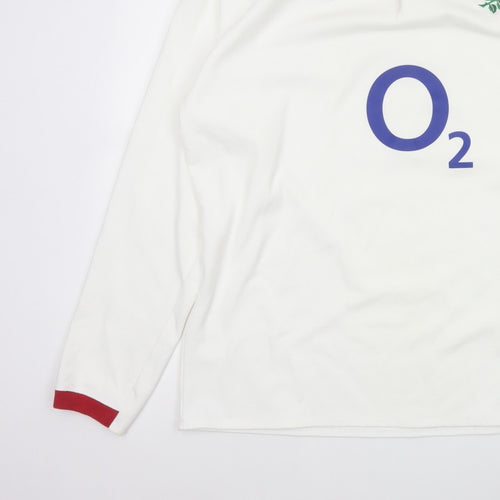 Canterbury Men’s White 2XL England Rugby O2 Long Sleeve Polo Shirt