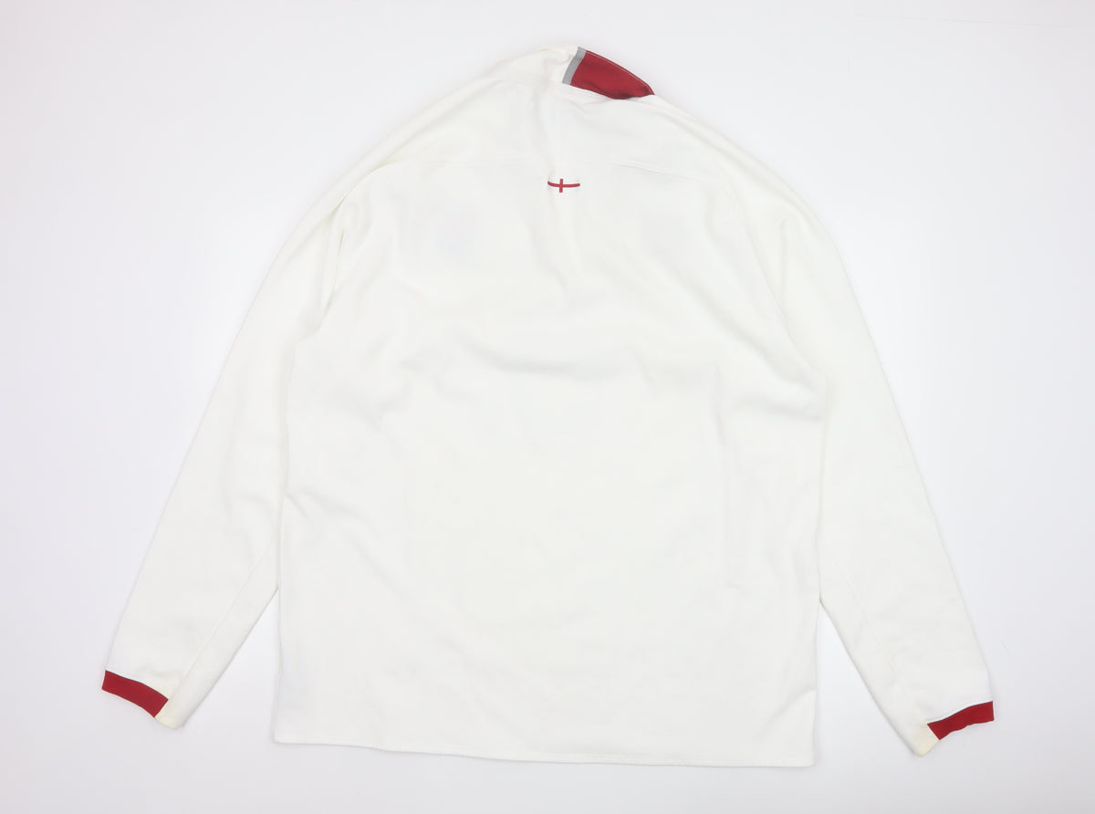 Canterbury Men’s White 2XL England Rugby O2 Long Sleeve Polo Shirt