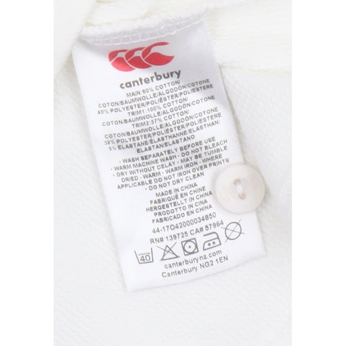 Canterbury Men’s White 2XL England Rugby O2 Long Sleeve Polo Shirt