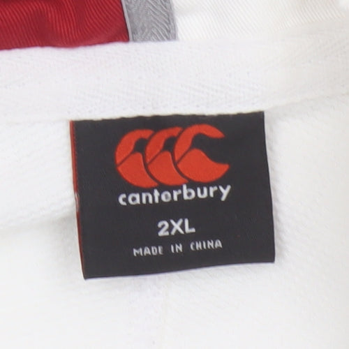 Canterbury Men’s White 2XL England Rugby O2 Long Sleeve Polo Shirt