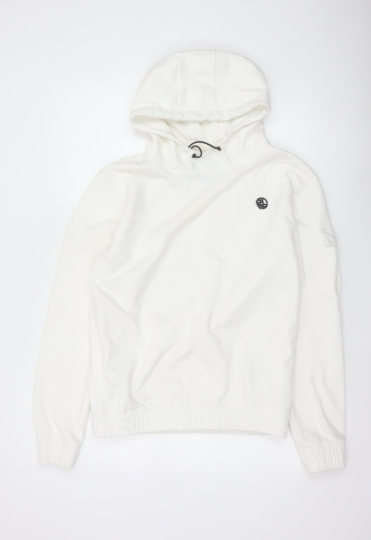 Soul Star Men’s White M Pullover Hoodie Logo Drawstring Pocket