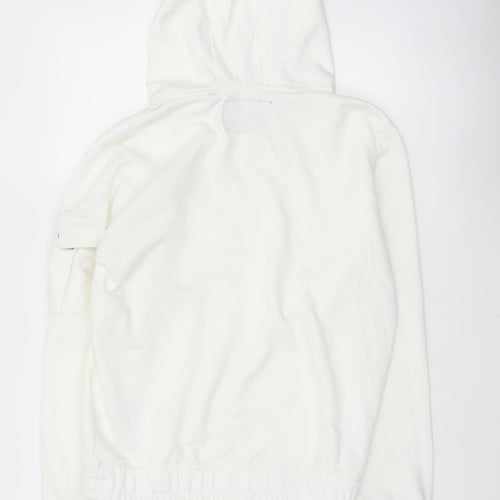 Soul Star Men’s White M Pullover Hoodie Logo Drawstring Pocket