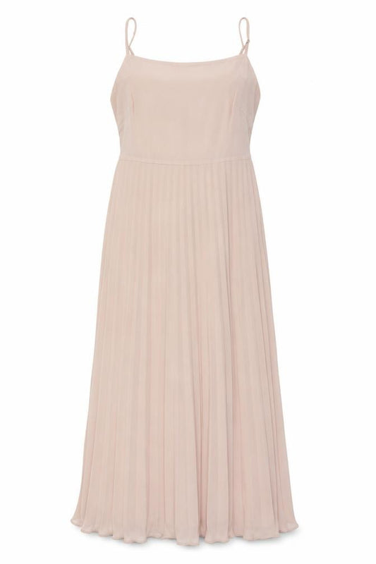 Front view of Phase Eight Women Pink UK 14 Pleated Chiffon Maxi Occasion Dress