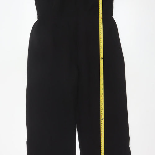 Lipsy London Women Black UK 12 Sleeveless V-Neck Wide-Leg Jumpsuit