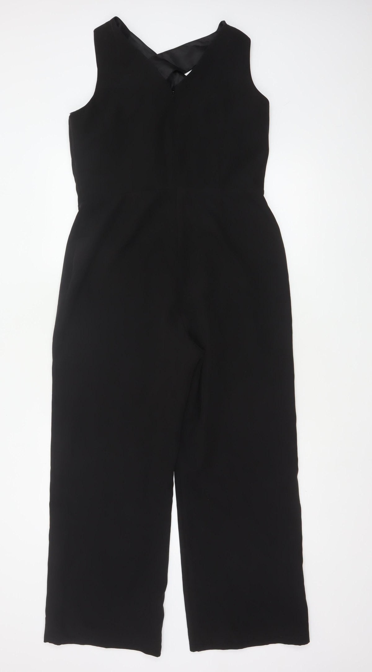 Lipsy London Women Black UK 12 Sleeveless V-Neck Wide-Leg Jumpsuit