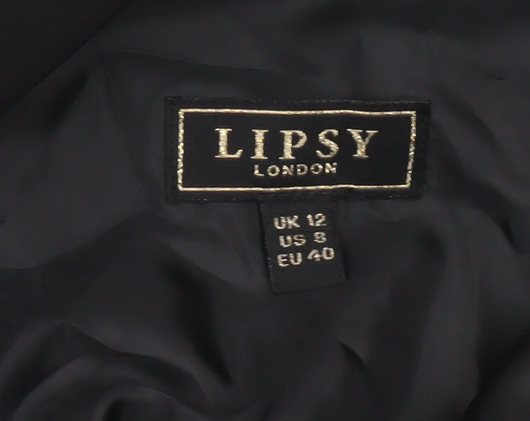 Lipsy London Women Black UK 12 Sleeveless V-Neck Wide-Leg Jumpsuit