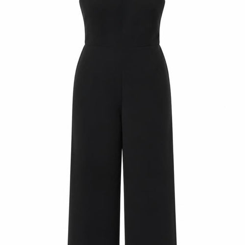 Lipsy London Women Black UK 12 Sleeveless V-Neck Wide-Leg Jumpsuit