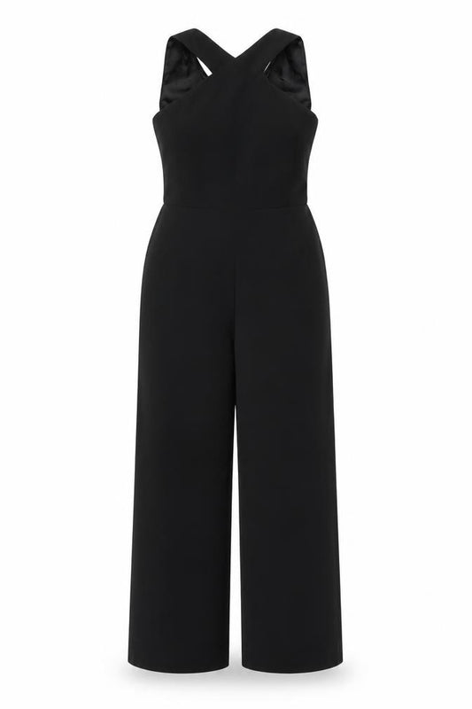Lipsy London Women Black UK 12 Sleeveless V-Neck Wide-Leg Jumpsuit