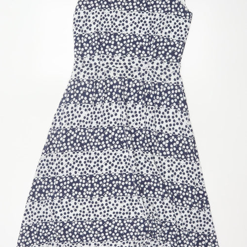 Boden Women Blue White UK 10 Fit & Flare Midi Floral Dress