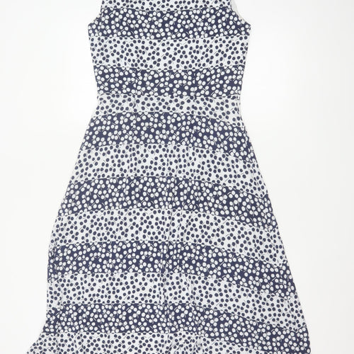 Boden Women Blue White UK 10 Fit & Flare Midi Floral Dress