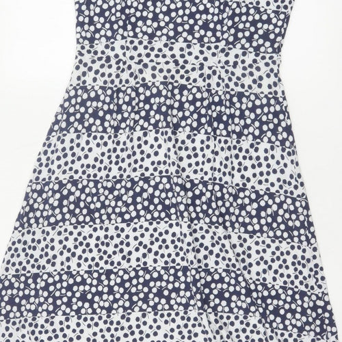 Boden Women Blue White UK 10 Fit & Flare Midi Floral Dress