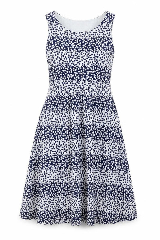 Front view of Boden Women Blue White UK 10 Fit & Flare Midi Floral Dress