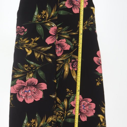 Boohoo Women Black Floral Maxi Wide Leg Jumpsuit UK 12