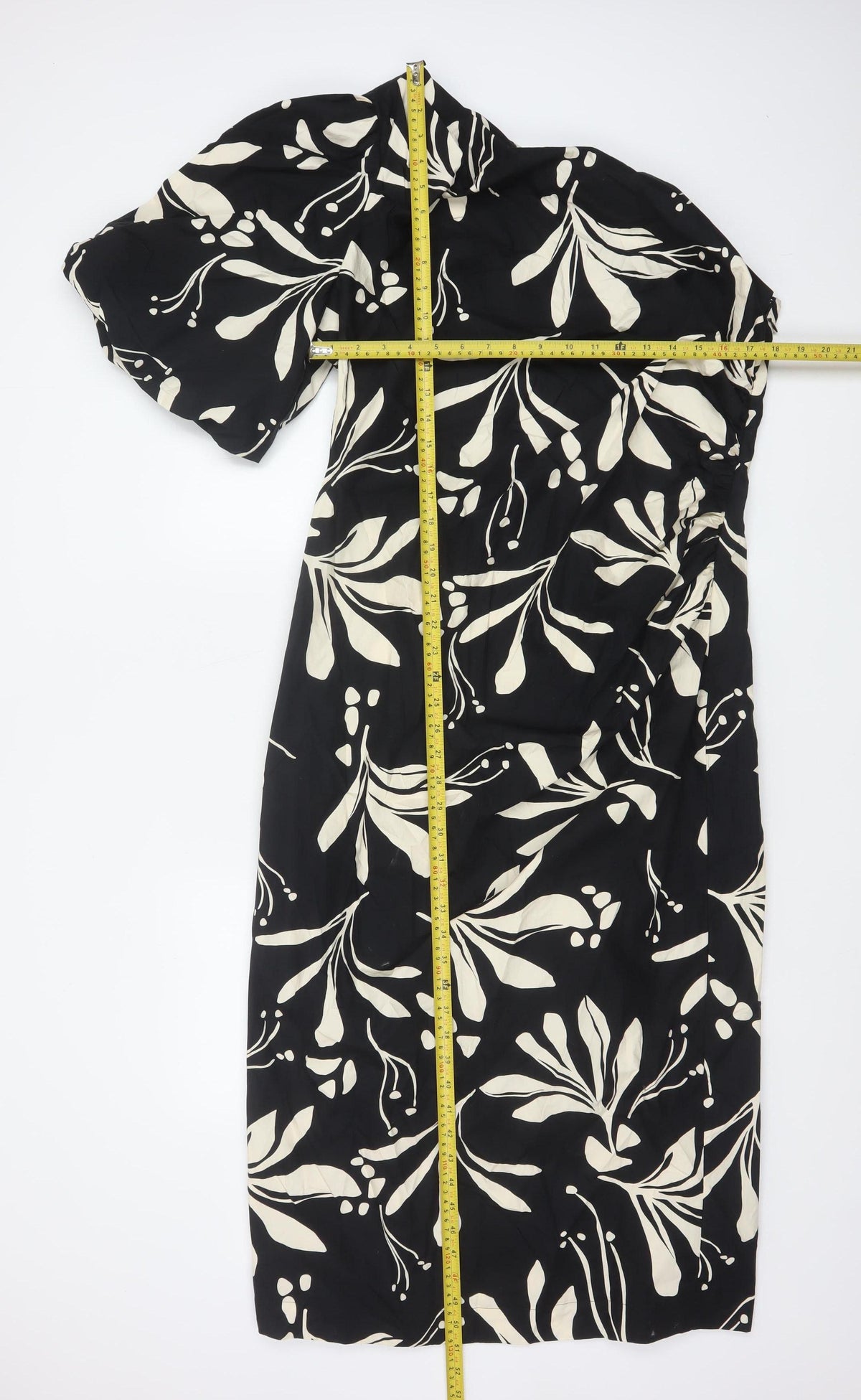 Marks & Spencer Women Black Floral Wrap Midi Dress UK 16 Short Sleeve