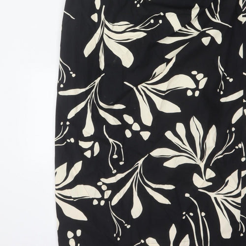 Marks & Spencer Women Black Floral Wrap Midi Dress UK 16 Short Sleeve