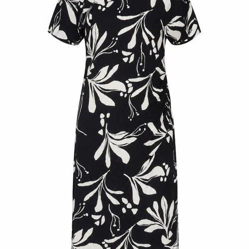 Marks & Spencer Women Black Floral Wrap Midi Dress UK 16 Short Sleeve