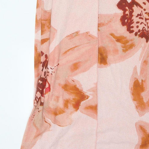 Cross Design Women’s Pink UK 12 Floral Sleeveless Jersey Maxi Dress