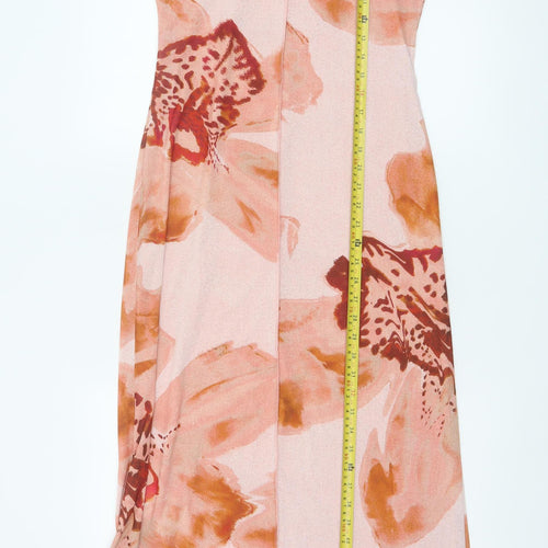 Cross Design Women’s Pink UK 12 Floral Sleeveless Jersey Maxi Dress
