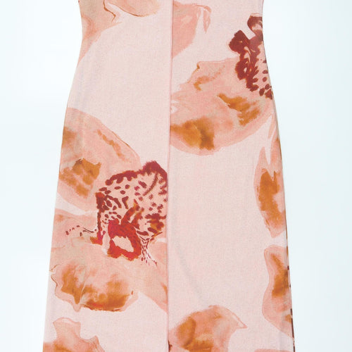 Cross Design Women’s Pink UK 12 Floral Sleeveless Jersey Maxi Dress