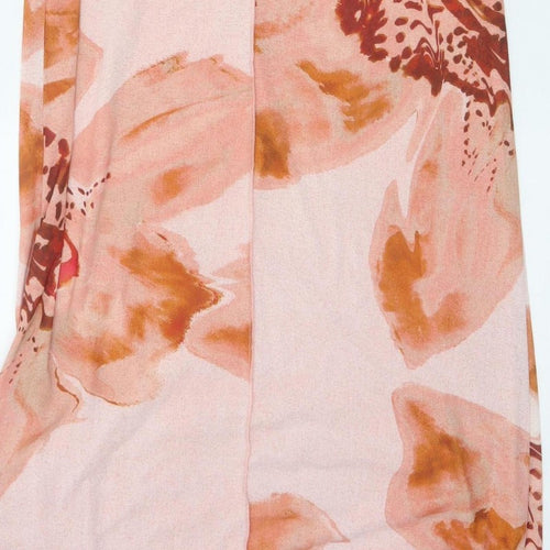 Cross Design Women’s Pink UK 12 Floral Sleeveless Jersey Maxi Dress