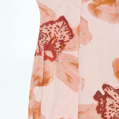 Cross Design Women’s Pink UK 12 Floral Sleeveless Jersey Maxi Dress