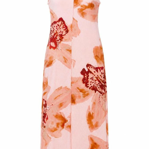 Cross Design Women’s Pink UK 12 Floral Sleeveless Jersey Maxi Dress
