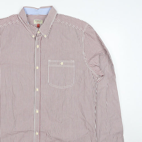 Next Men’s Red White Striped Button Down Cotton Shirt L