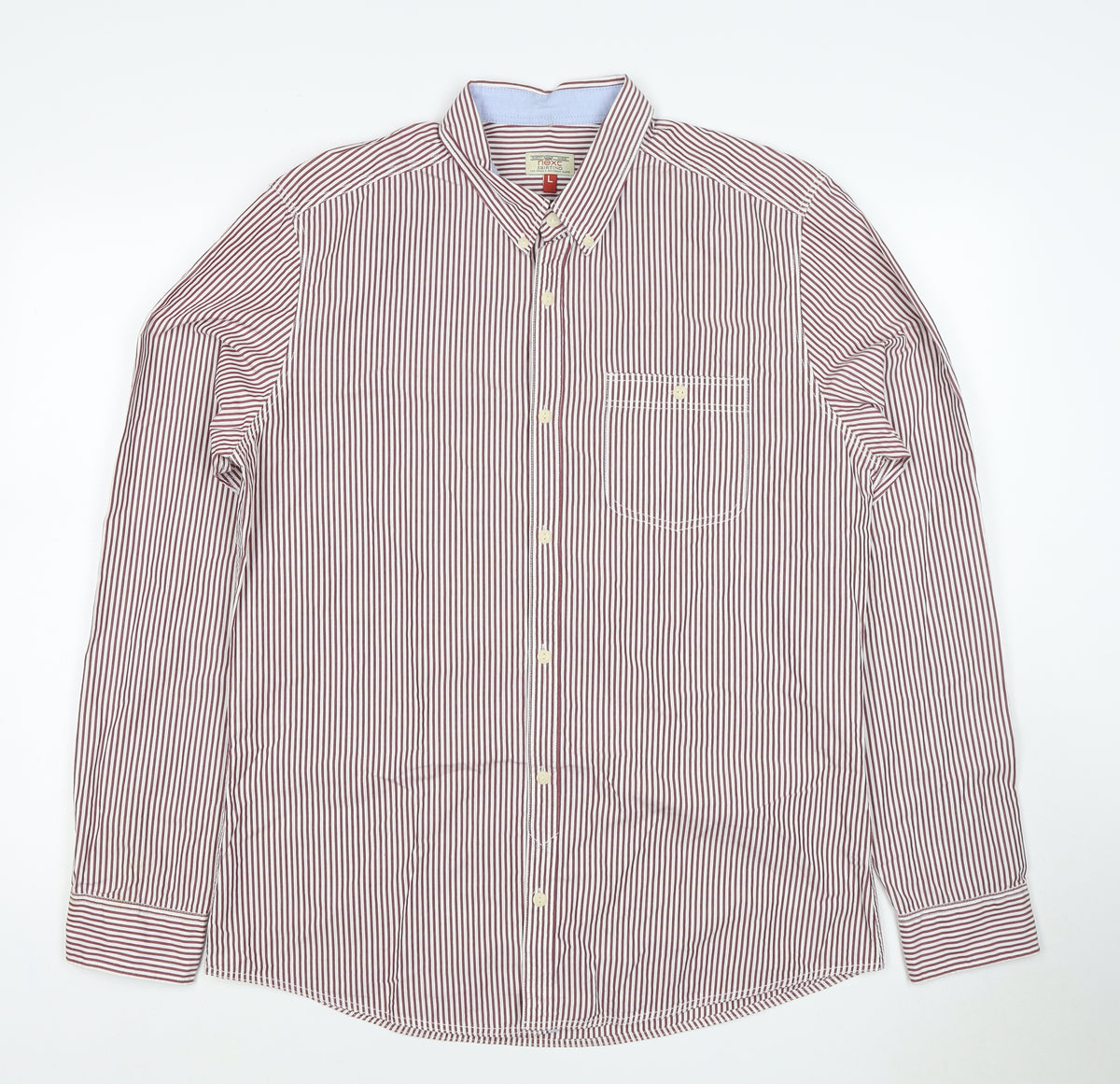 Next Men’s Red White Striped Button Down Cotton Shirt L