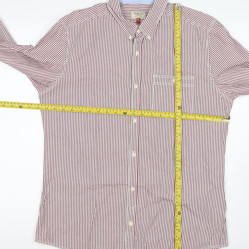 Next Men’s Red White Striped Button Down Cotton Shirt L