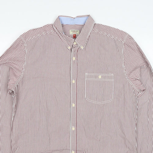 Next Men’s Red White Striped Button Down Cotton Shirt L