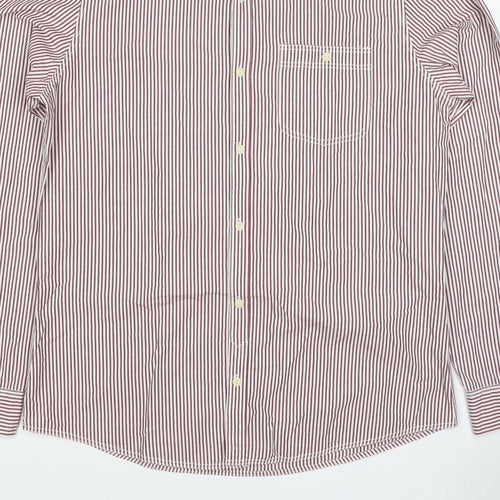 Next Men’s Red White Striped Button Down Cotton Shirt L