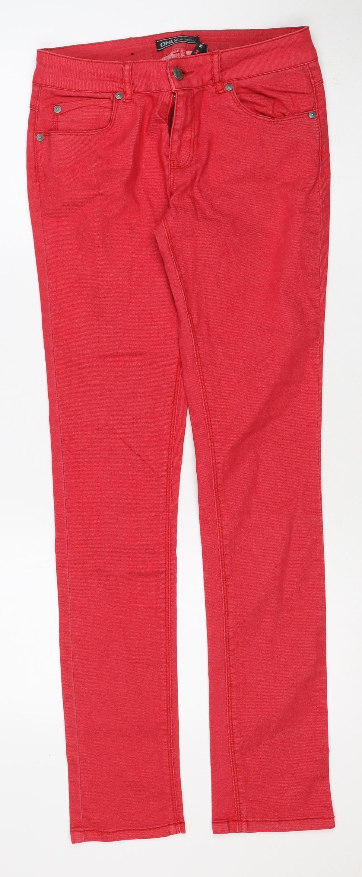 Back view of ONLY Women Red S Bootcut Denim Jeans W S L32 Regular Fit