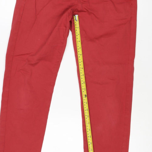 Marks and Spencer Women's Red UK 10 Cotton Stretch Chino Trousers