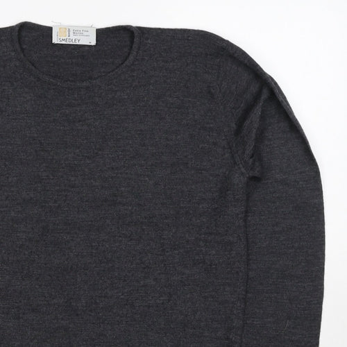 John Smedley Women Grey M Extra Fine Merino Wool Crew Neck Jumper