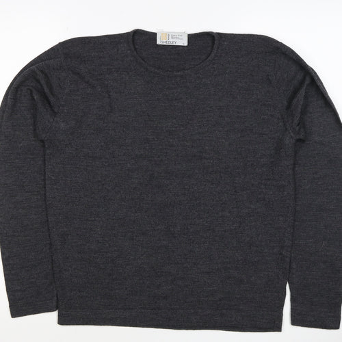 John Smedley Women Grey M Extra Fine Merino Wool Crew Neck Jumper