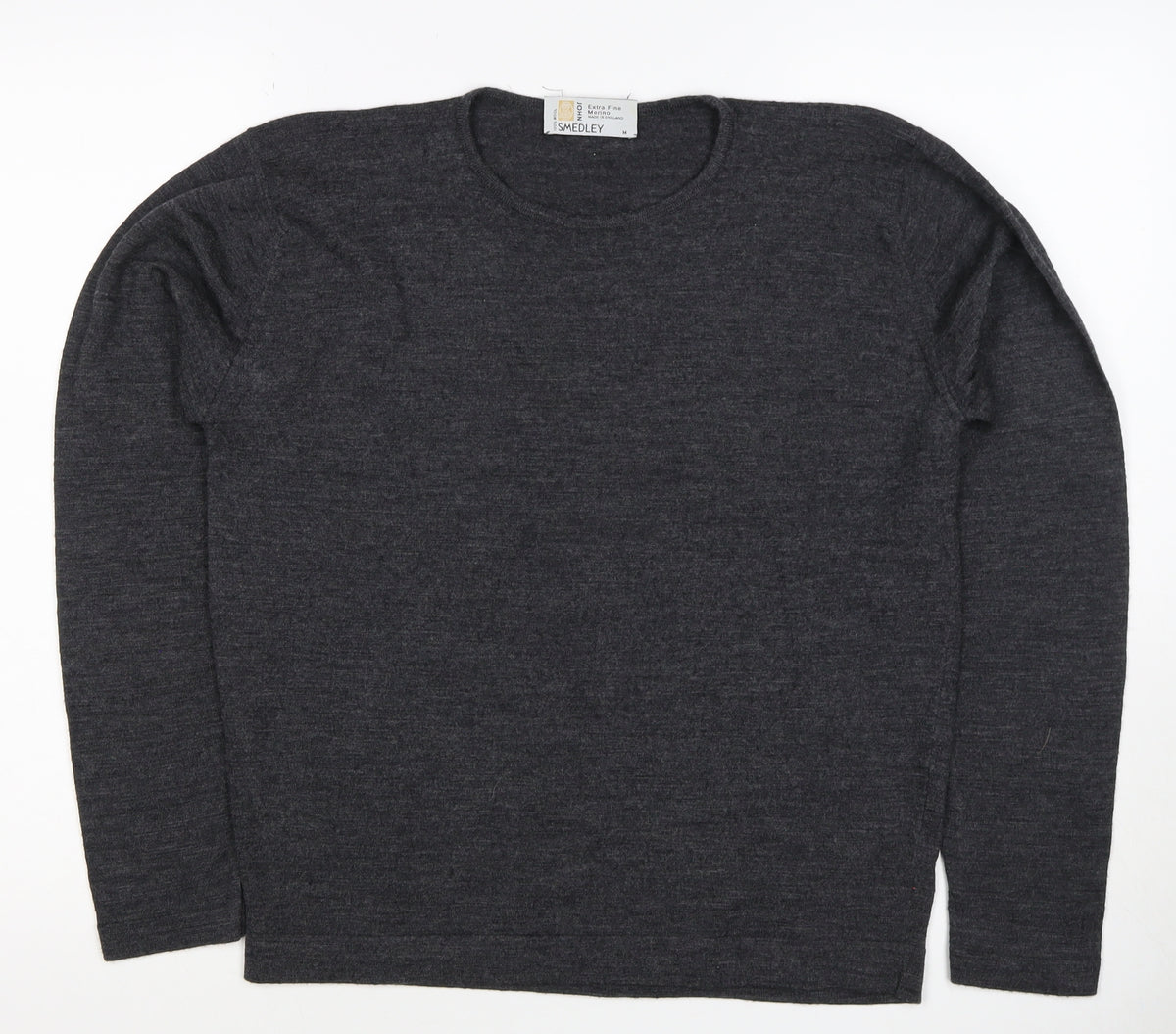 John Smedley Women Grey M Extra Fine Merino Wool Crew Neck Jumper