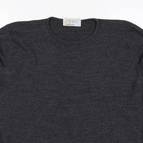 John Smedley Women Grey M Extra Fine Merino Wool Crew Neck Jumper