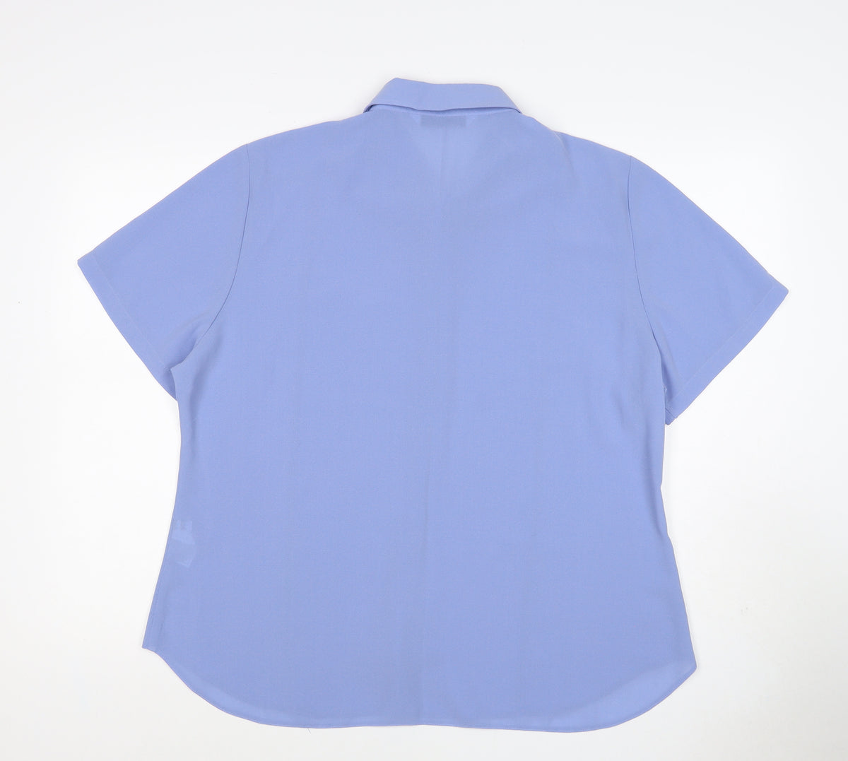 Back view of Bliss Women Blue, size 20, Short Sleeve Collared Button-Up Shirt