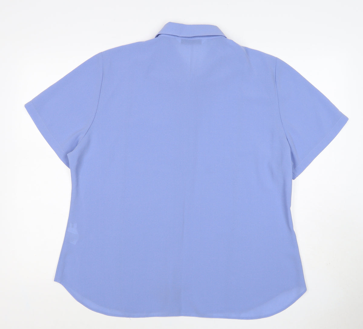 Brand and care label for Bliss Women Blue, size 20, Short Sleeve Collared Button-Up Shirt