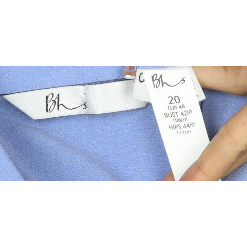 Additional view of Bliss Women Blue, size 20, Short Sleeve Collared Button-Up Shirt