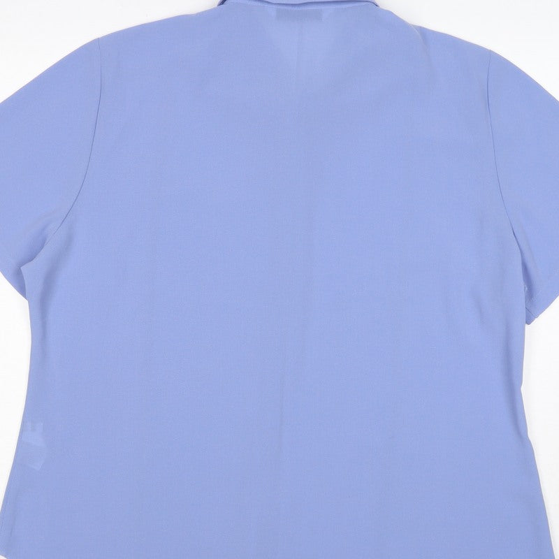 Additional view of Bliss Women Blue, size 20, Short Sleeve Collared Button-Up Shirt