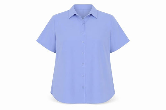 Bliss Women Blue Size 20 Short Sleeve Collared Button-Up Shirt