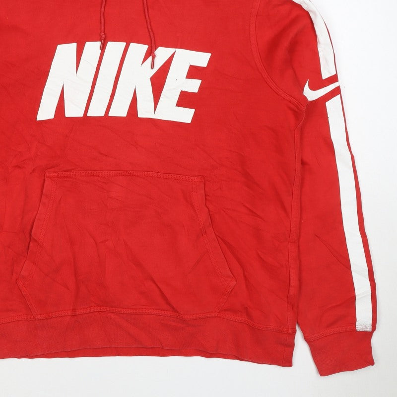 Additional view of Nike Women’s Red M Pullover Hoodie Logo Stripe Cotton Blend