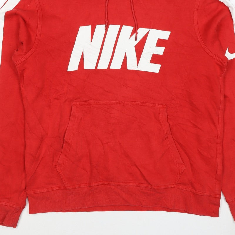 Additional view of Nike Women’s Red M Pullover Hoodie Logo Stripe Cotton Blend