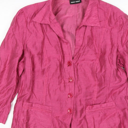 Gerry Weber Women’s Pink UK 16 Linen Blend 4 Button Blazer Jacket